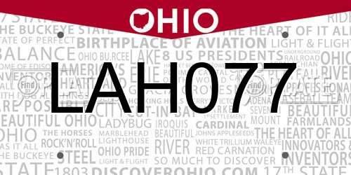 LAH077 Ohio License Plate
