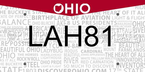 LAH81 Ohio License Plate