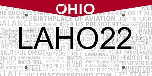 LAHO22 Ohio License Plate