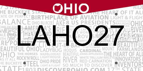 LAHO27 Ohio License Plate