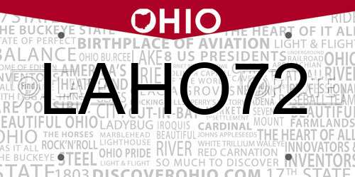 LAHO72 Ohio License Plate