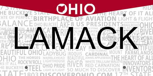 LAMACK Ohio License Plate