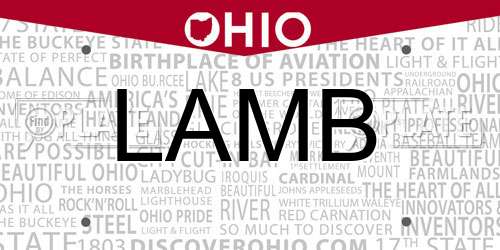 LAMB Ohio License Plate