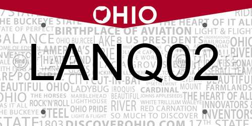 LANQ02 Ohio License Plate