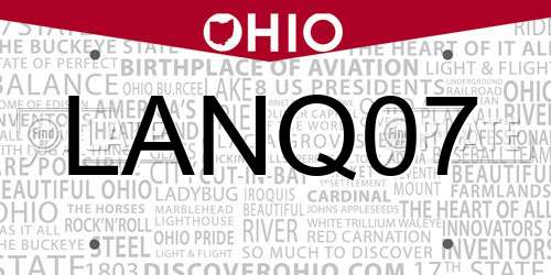 LANQ07 Ohio License Plate