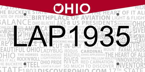 LAP1935 Ohio License Plate