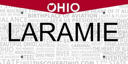 LARAMIE Ohio License Plate