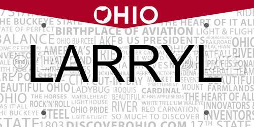 LARRYL Ohio License Plate