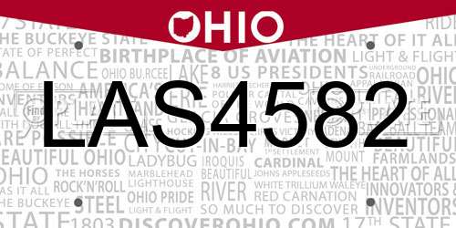 LAS4582 Ohio License Plate