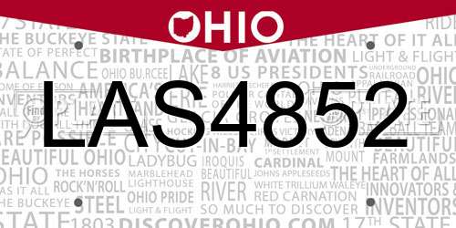LAS4852 Ohio License Plate