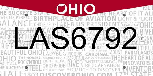 LAS6792 Ohio License Plate