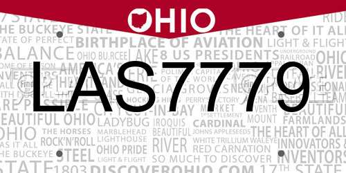 LAS7779 Ohio License Plate