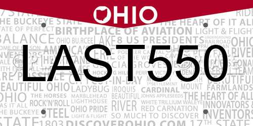 LAST550 Ohio License Plate