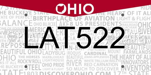 LAT522 Ohio License Plate