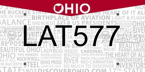 LAT577 Ohio License Plate