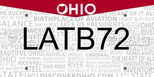LATB72 Ohio License Plate