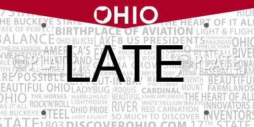 LATE Ohio License Plate
