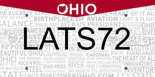 LATS72 Ohio License Plate