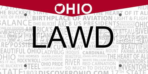 LAWD Ohio License Plate