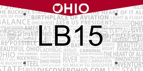 LB15 Ohio License Plate