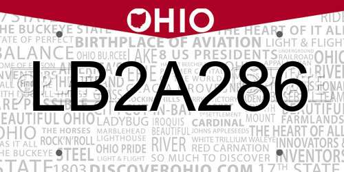 LB2A286 Ohio License Plate