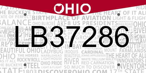 LB37286 Ohio License Plate