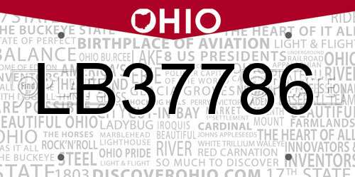 LB37786 Ohio License Plate