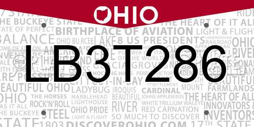 LB3T286 Ohio License Plate
