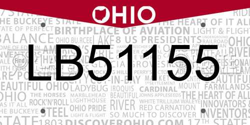 LB51155 Ohio License Plate