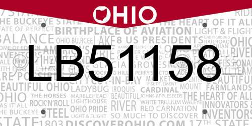 LB51158 Ohio License Plate