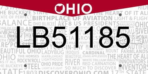 LB51185 Ohio License Plate
