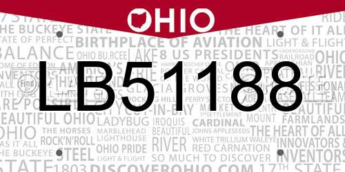 LB51188 Ohio License Plate