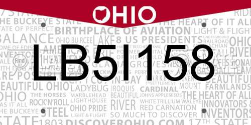 LB5I158 Ohio License Plate