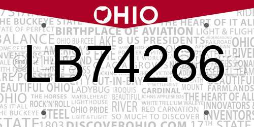 LB74286 Ohio License Plate