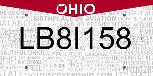 LB8I158 Ohio License Plate