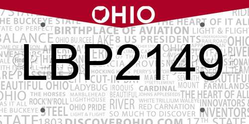LBP2149 Ohio License Plate