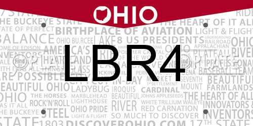 LBR4 Ohio License Plate