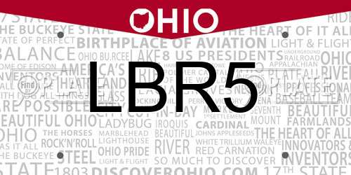 LBR5 Ohio License Plate