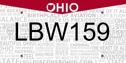 LBW159 Ohio License Plate