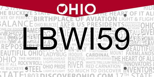 LBWI59 Ohio License Plate