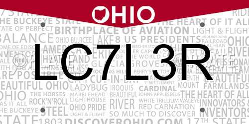 LC7L3R Ohio License Plate