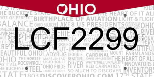 LCF2299 Ohio License Plate