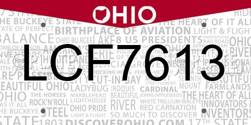 LCF7613 Ohio License Plate