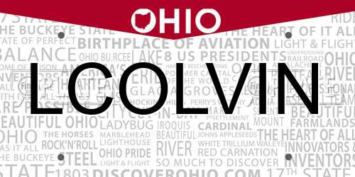 LCOLVIN Ohio License Plate