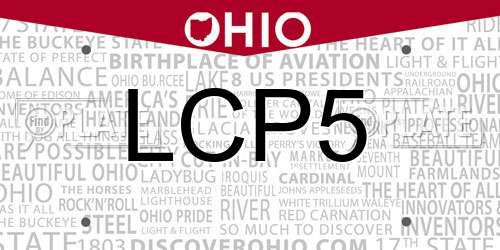 LCP5 Ohio License Plate