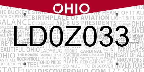 LD0Z033 Ohio License Plate