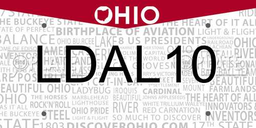 LDAL10 Ohio License Plate