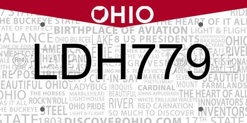 LDH779 Ohio License Plate
