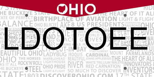 LDOTOEE Ohio License Plate