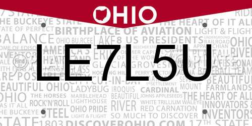 LE7L5U Ohio License Plate